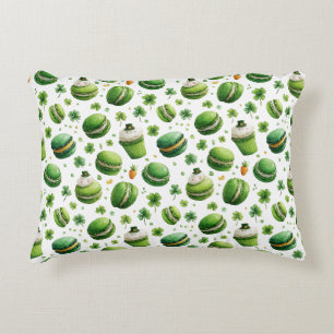 St. Patrick’s Day Watercolor Macaron & Shamrock Decorative Cushion