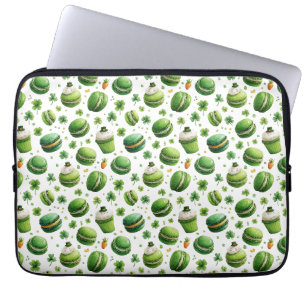 St. Patrick’s Day Watercolor Macaron & Shamrock Laptop Sleeve