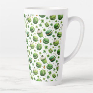 St. Patrick’s Day Watercolor Macaron & Shamrock Latte Mug