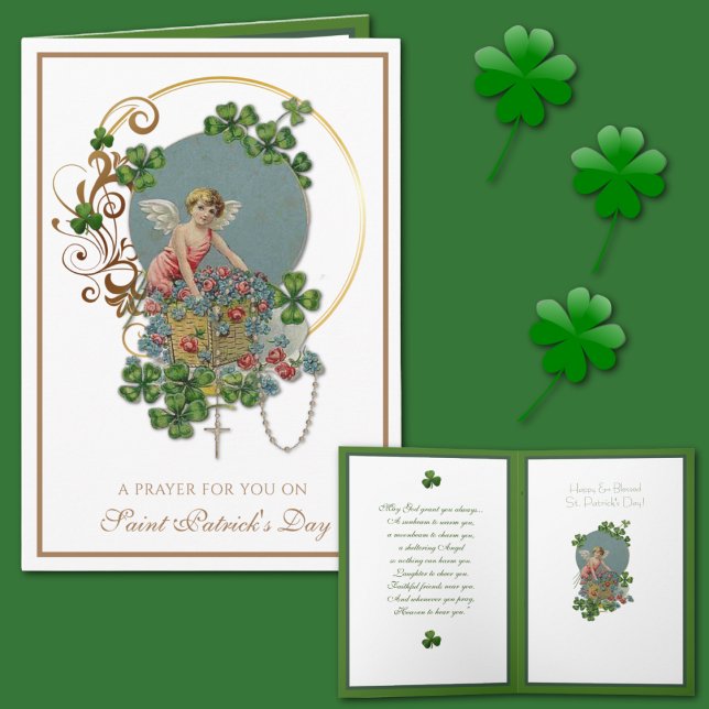 St. Patrick Shamrock Angel Rosary Prayer  Card (Creator Uploaded)