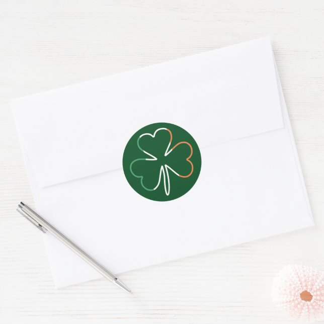 St. Patrick Shamrock Irish Ireland Clover Classic Round Sticker (Envelope)
