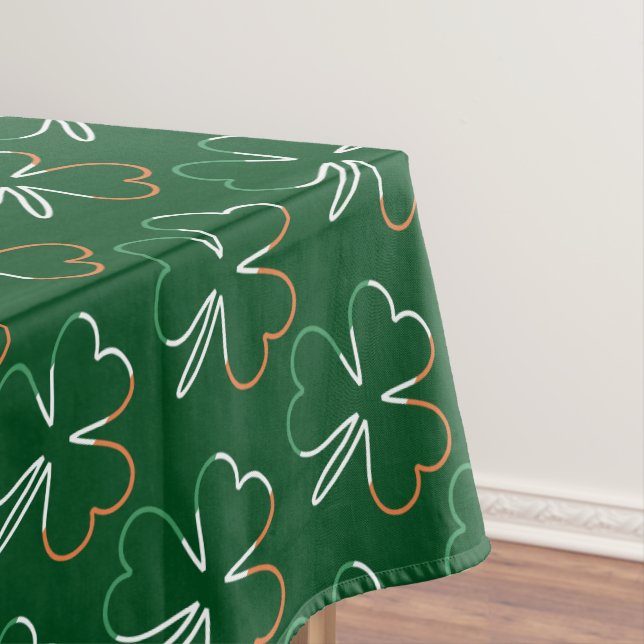 St. Patrick Shamrock Irish Ireland Clovers Pattern Tablecloth (In Situ)