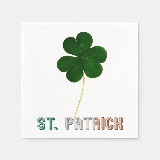 St. Patrick Shamrock Irish Ireland Typography Napkin (Front)
