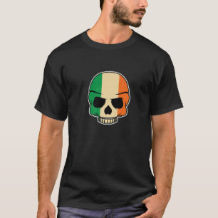 St Patrick Shamrock Skull Green Irish Flag T-Shirt