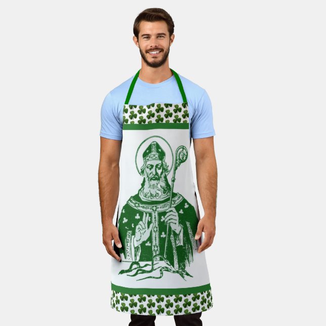 St. Patrick Shamrocks Green Catholic Apron (Worn)