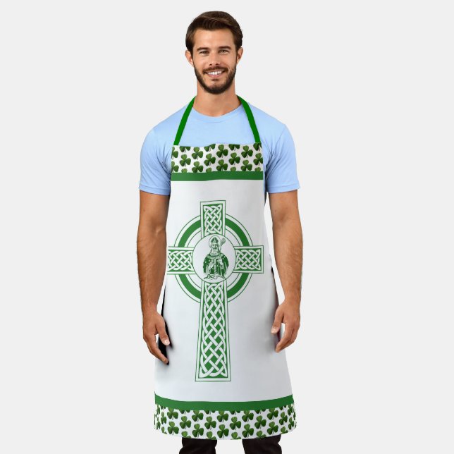 St. Patrick Shamrocks Green Catholic Apron (Worn)