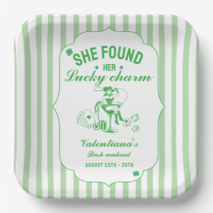 St patrick she found her lcuky charm bachelorette  paper plate