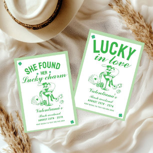 St patrick she found her uckycharm  bachelorette invitation