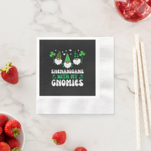 St Patrick Shenanigans With Gnomies Gnomes Napkin