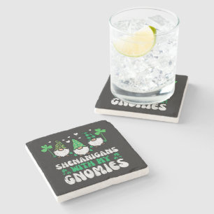 St Patrick Shenanigans With Gnomies Gnomes Stone Coaster