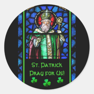 St. Patrick Stained-Glass Irish Shamrocks Classic Round Sticker