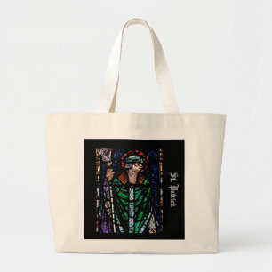 St. Patrick Stained Glass Large Tote Bag