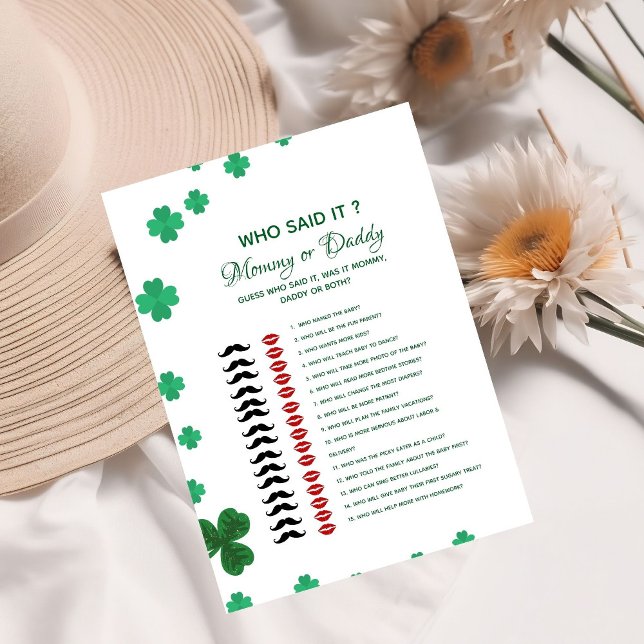 ST Patrick who said it Baby shower game Card (Creator Uploaded)
