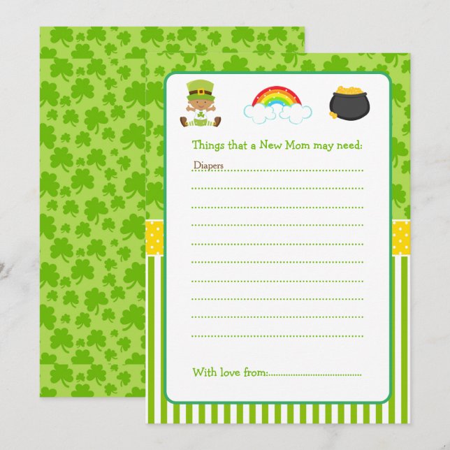 St Patricks African American Baby Boy Advice List Invitation (Front/Back)