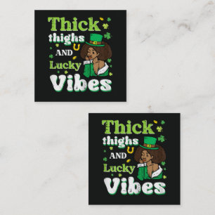 St Patricks Afro Thick Thighs Lucky Vibes Square Business Card