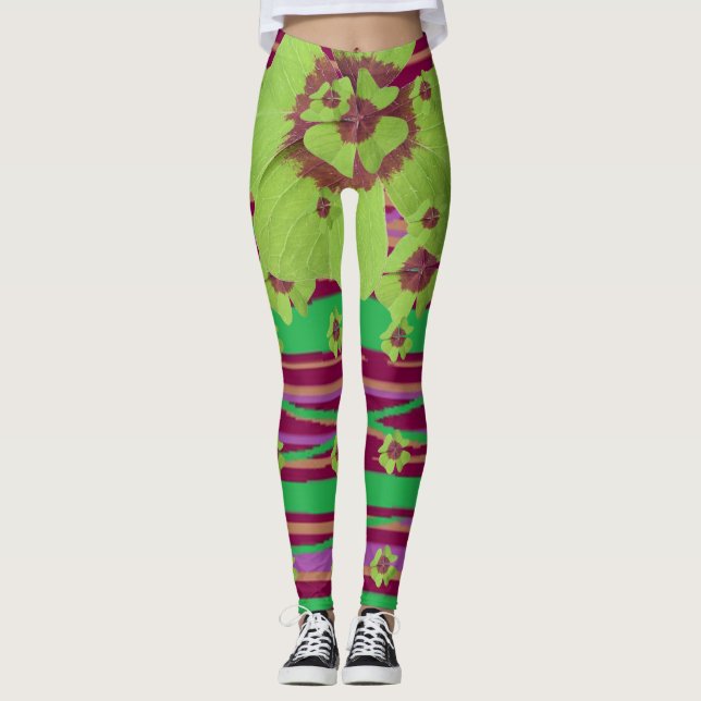 St. Patrick's -All Clover-ed Up Shamrock Leggings (Front)