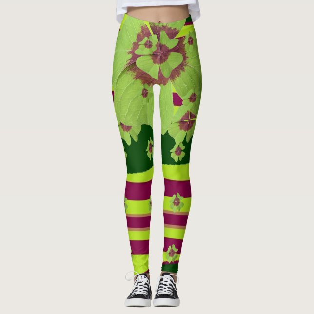 St. Patrick's -All Clover-ed Up Shamrock Leggings (Front)