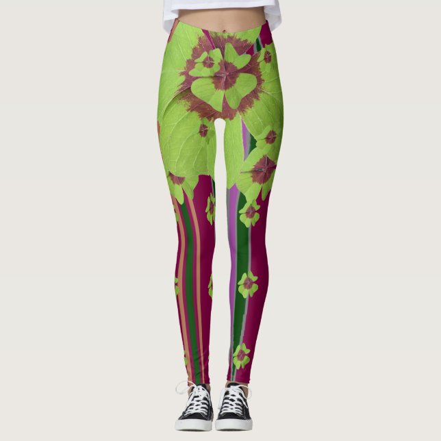 St. Patrick's -All Clover-ed Up Shamrock Leggings (Front)