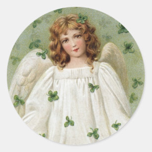 St. Patricks Angel bringing you good luck Classic Round Sticker