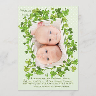St. Patrick's Baby Photo Birth Announcement