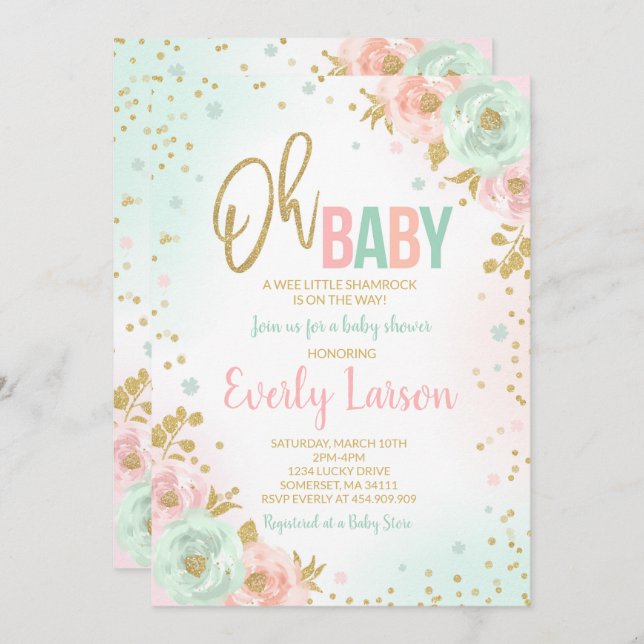 St. Patrick's Baby Shower Invitation Irish Shower (Front/Back)