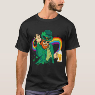 St. Patricks Bae Drinking Beer Throwing Salt Leaf  T-Shirt