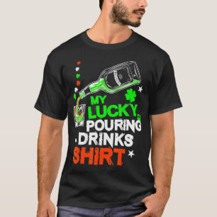 St Patricks Bartender Lucky Pouring Drinks Bartend T-Shirt