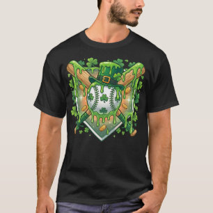 St Patricks Baseball Ice Cream Drip Home Plate T-Shirt