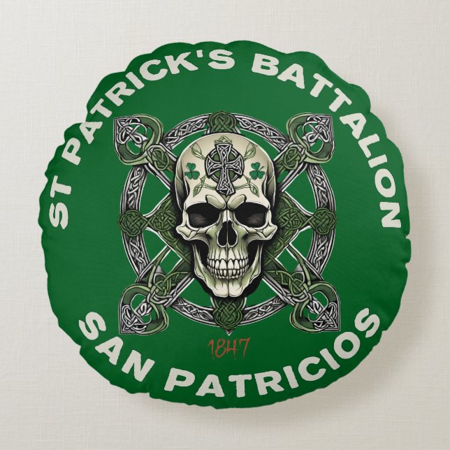 St Patricks Battalion San Patricios Irish Mexican Round Cushion (Front)