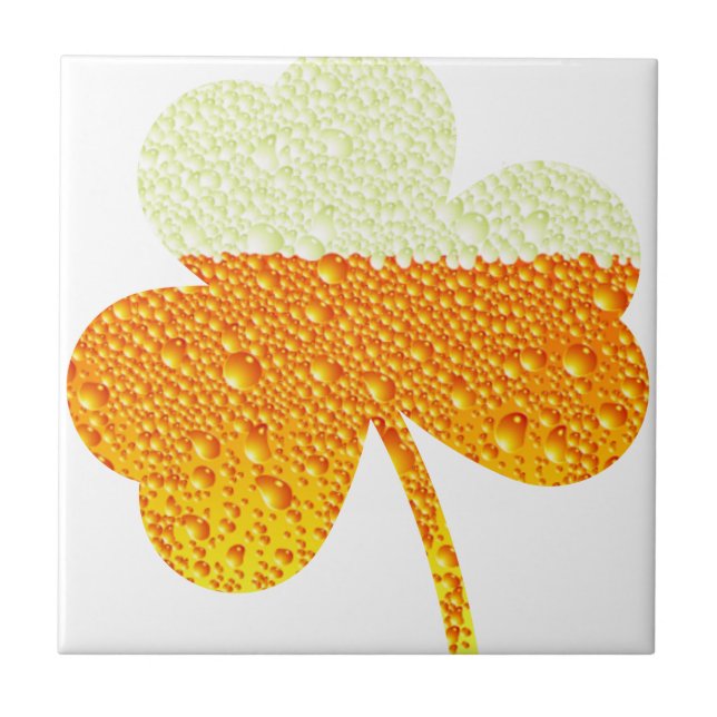 st patricks beer clover ceramic tile (Front)