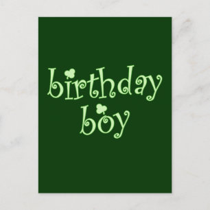 St Patrick's Birthday Boy with Shamrocks Postcard