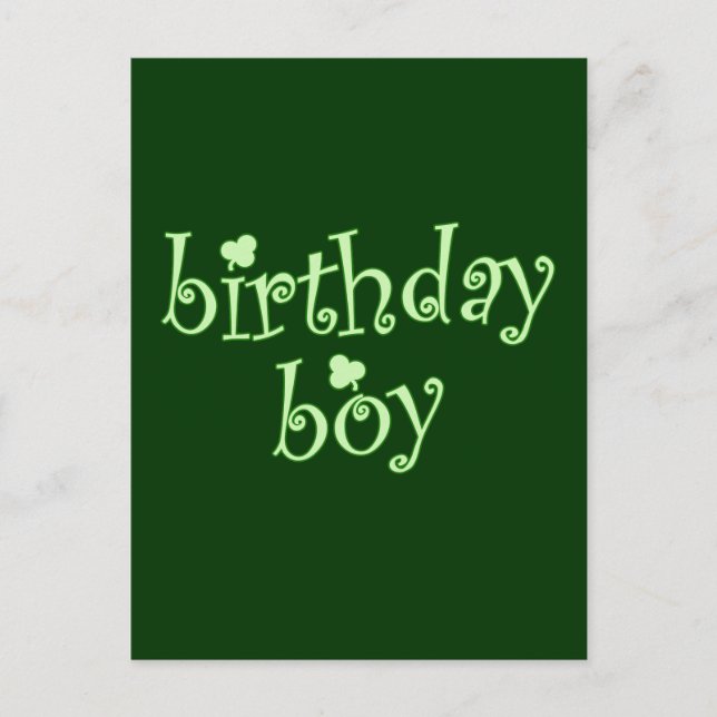 St Patrick's Birthday Boy with Shamrocks Postcard (Front)