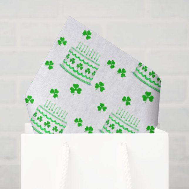 St. Patrick's Birthday Cake Pattern Tissue Paper (Gift Bag)