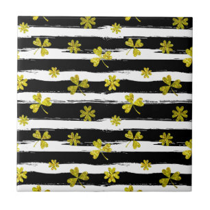 st patricks black white clover ceramic tile