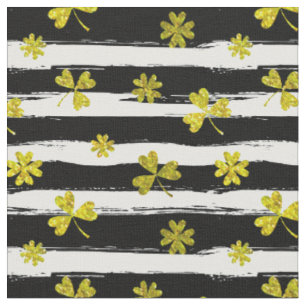 st patricks black white clover fabric