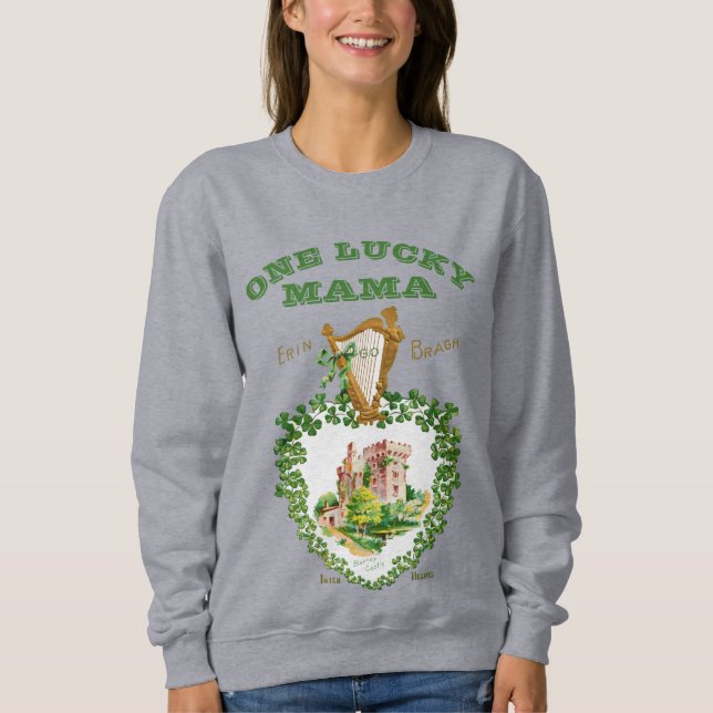 St Patrick's Blarney Castle Irish Harp Lucky Mama Sweatshirt (Front)