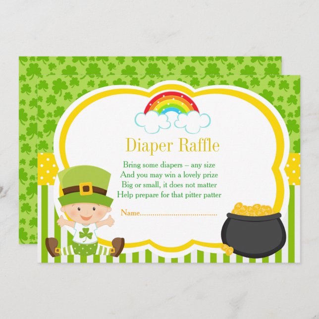 St Patricks Boy Baby Shower Diaper Raffle Invitation (Front/Back)