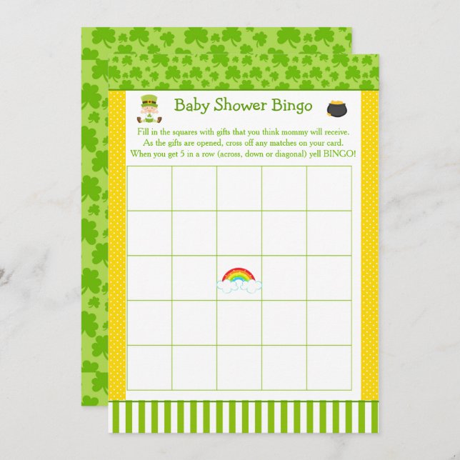 St Patricks Boy Baby Shower Party Bingo Invitation (Front/Back)