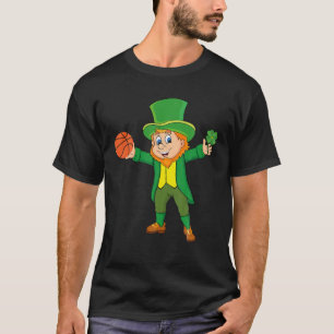 St Patricks Boys Day Pajama Leprechaun Basketball T-Shirt