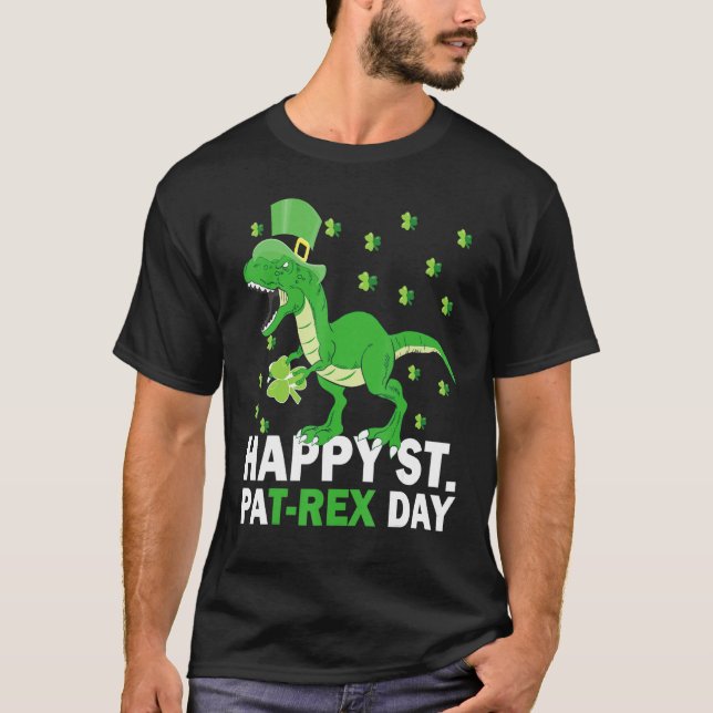 St Patricks Boys Day Pyjamas T Rex Saint Dinosaur  T-Shirt (Front)