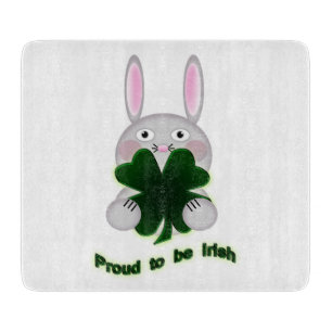 St. Patricks Bunny Proud to be Irish Shamrock Cutting Board