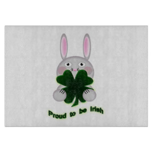 St. Patricks Bunny Proud to be Irish Shamrock Cutting Board
