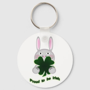 St. Patricks Bunny Proud to be Irish Shamrock Key Ring