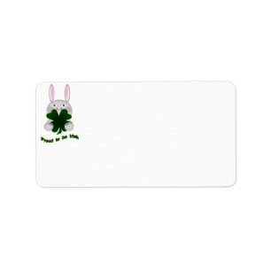 St. Patricks Bunny Proud to be Irish Shamrock Label