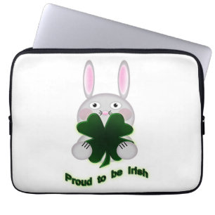 St. Patricks Bunny Proud to be Irish Shamrock Laptop Sleeve