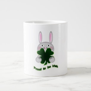 St. Patricks Bunny Proud to be Irish Shamrock Large Coffee Mug