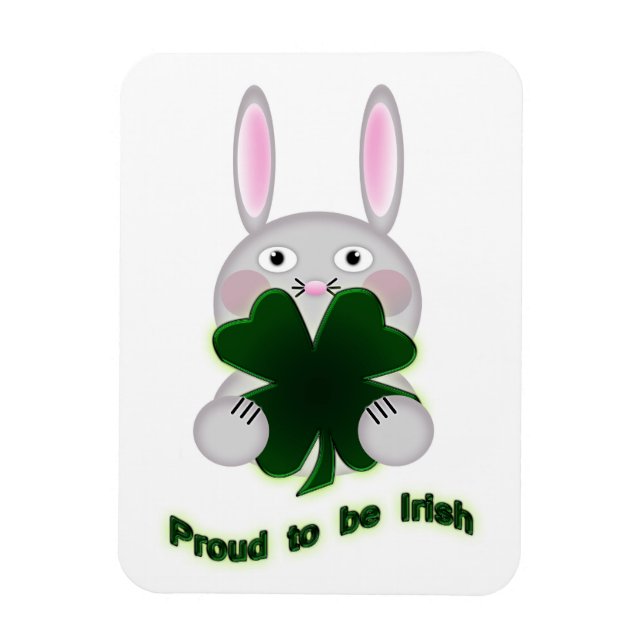 St. Patricks Bunny Proud to be Irish Shamrock Magnet (Vertical)