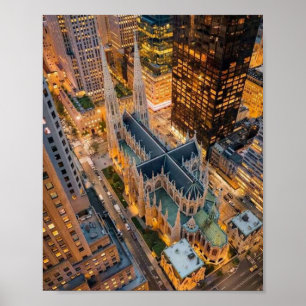 St. Patrick's Cathedral New York City Aerial View Poster
