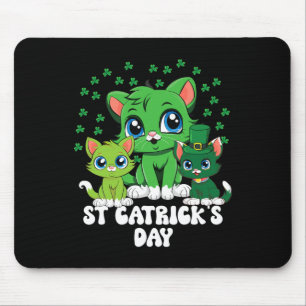 St Patricks Catricks Day Cats Green Saint Pattys Mouse Pad