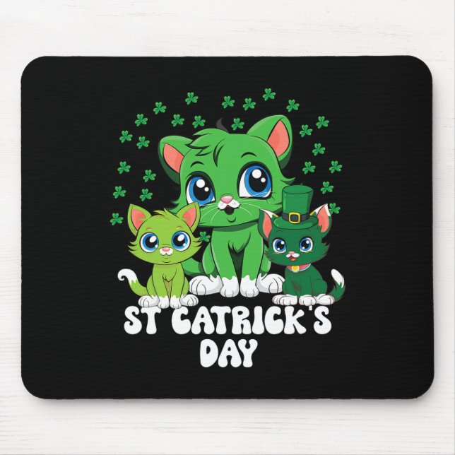 St Patricks Catricks Day Cats Green Saint Pattys  Mouse Pad (Front)